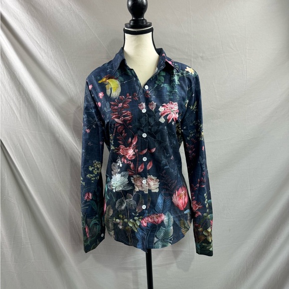 Boho Floral Print Blouse Blue - Picture 6 of 9